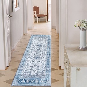 Washable Rug Vintage Bohemian Medallion Area Rugs with Non-Slip Backing Non-Shedding Floor Mat - 1 of 4