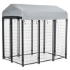 Resenkos Dog Kennel,6' x 4' x 6' Large Outdoor Dog Kennel Galvanized Steel Fence with UV-Resistant Oxford Cloth Roof & Secure Lock black - 2 of 4