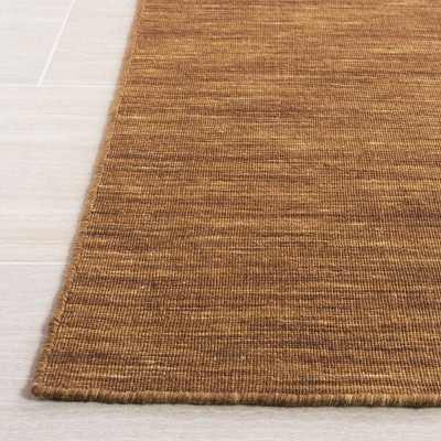 Brown Flat Woven Wool and Cotton Rectangular Rug, 8' x 10'