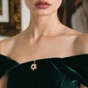 Ross-Simons Onyx, Mother-Of-Pearl and .40 ct. t.w. Black Spinel Flower Pendant Necklace in 18kt Gold Over Sterling Size 18 - 2 of 3