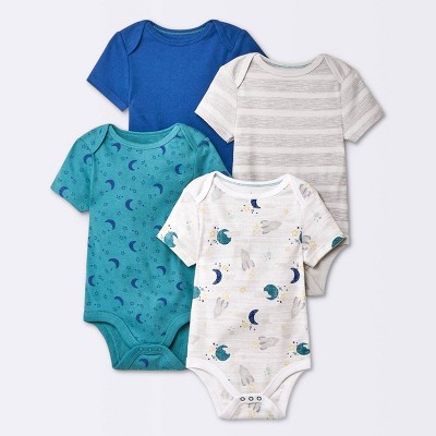 Image of Baby 4pk Short Sleeve Bodysuit - Cloud Island™ Blue 3-6M