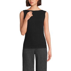 Lands' End Women's Sleeveless Pointelle Rib Boat Neck Tank - 1 of 4