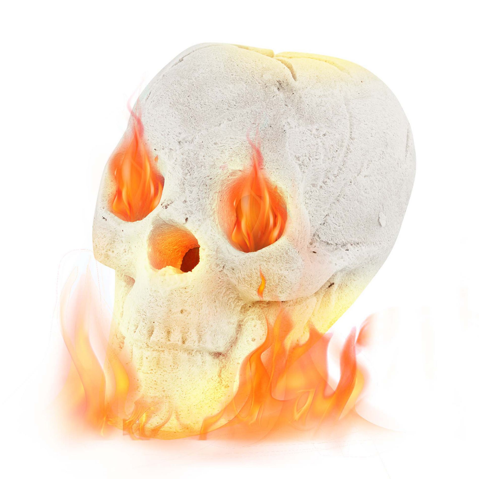 Costway Ceramic Fireproof Fire Pit Skull, Reusable Imitated Human Skull for Gas Beige/Black