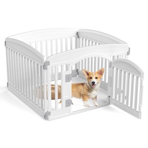 JIONJOY 24" Plastic Dog Playpen Sturdy Rust-Proof Pet Fence for Indoor Outdoor Use Safe Roomy Play Area - 1 of 4