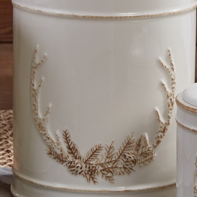 White Ceramic Antler Motif 3-Piece Canister Set