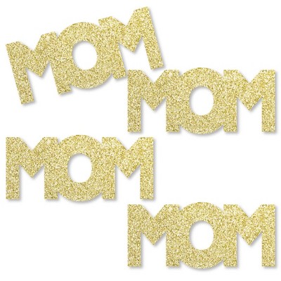 Big Dot of Happiness Gold Glitter Mom - No-Mess Real Gold Glitter Cut-Outs - Mother's Day Confetti - Set of 24