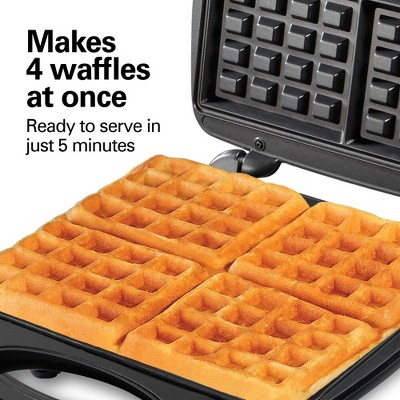 Black and Stainless Steel Belgian Style Non-Stick 4-Slice Waffle Maker