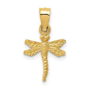 Black Bow Jewelry 14k Yellow Gold Mini Satin Dragonfly Pendant - 1 of 4