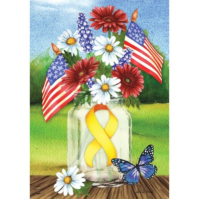 Support Our Troops Mason Jar Garden Flag Floral 18" x 12.5" Briarwood Lane