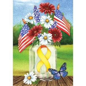Support Our Troops Mason Jar Garden Flag Floral 18" x 12.5" Briarwood Lane - 1 of 4