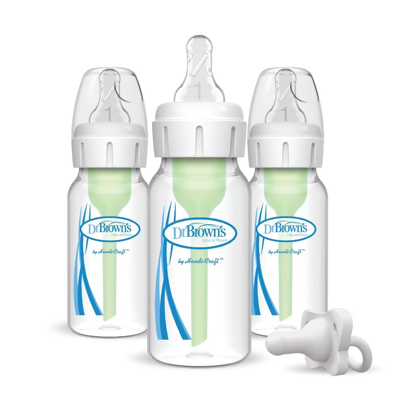 Dr. Brown&#39;s 4oz Anti-Colic Options+ Narrow Baby Bottle with Level 1 Slow Flow Nipple &#38; HappyPaci Pacifier - 0m+, 1 of 31