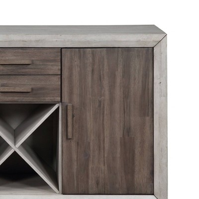Transitional Abacus 54" Gray-Brown Sideboard with Wine Rack