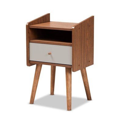 Cassie Mid-century Modern Nightstand Walnut/white - Buylateral : Target