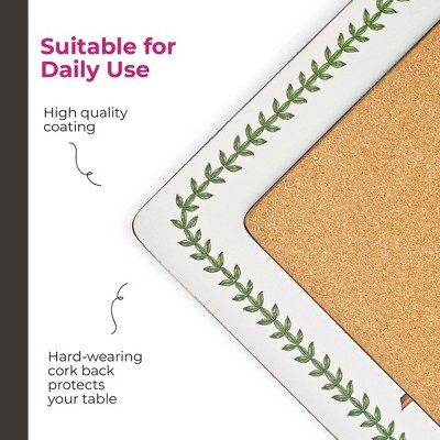 Botanic Garden Floral Hardboard Placemats with Cork Backing, Set of 4