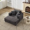 TinyHomie Chaise Lounge Chair with Removable Storage Ottoman Accent Sofa Bed Upholstered Sleeper Couch Bed with Pillows, Gray - 2 of 4