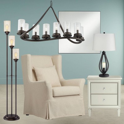 Heritage Bronze Farmhouse 8-Light Linear Pendant Chandelier