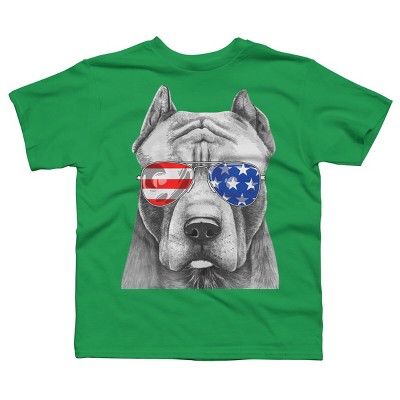 Boy's Design By Humans American Pitbull With Sunglasses By T-Shirt