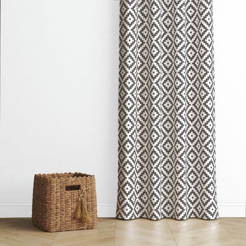 Bacati - Love Grey Warp Stripes Cotton Printed Single Window Curtain Panel, 3 of 6