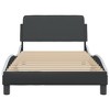 vidaXL Single Bed Frame with Headboard - Black/White, Faux Leather, Plywood Slats, 39.4"x74.8" Mattress Size, Modern Design - 3 of 4