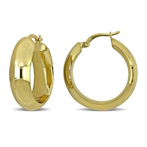 EVERLY JEWELRY | Yellow Plated Sterling Silver (8 MM Wide) 27 MM Polished Hoop Earrings - 1 of 4