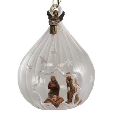 Italian Ornaments 4.0" Scalloped Dome W/ Nativity Ornament Italian Religious  -  Tree Ornaments