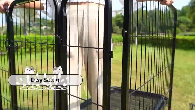 Yaheetech 8-Panel Metal Dog Playpen Fence for Outdoor Indoor, 2 of 10, play video