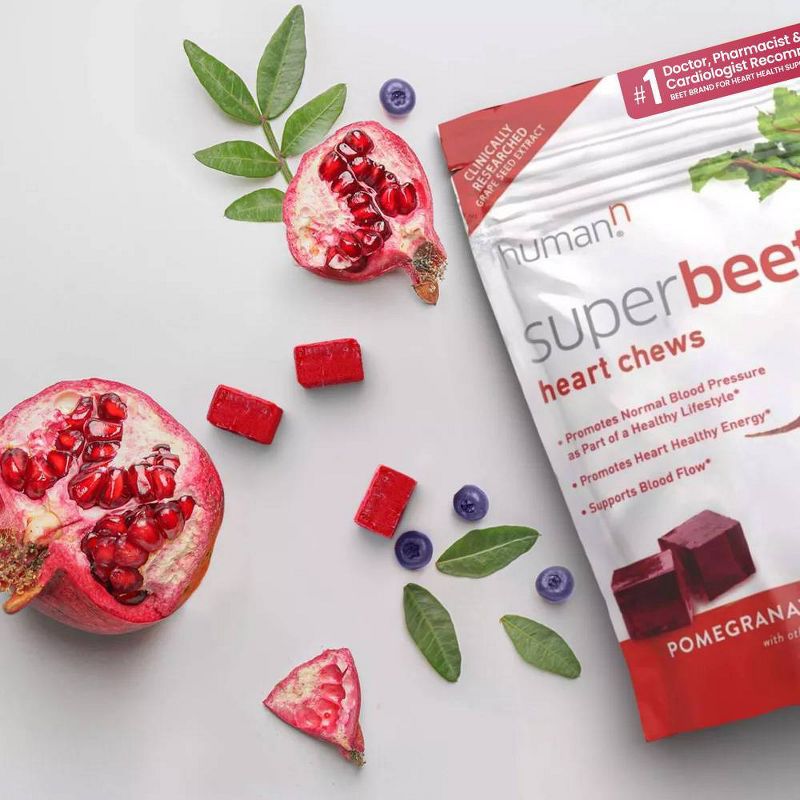 SuperBeets Heart Chews Vegan for Blood Pressure Support &#38; Heart Health - Pomegranate Berry - 60ct, 4 of 10