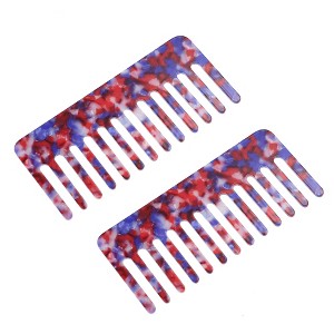 Unique Bargains Anti-Static Hair Comb Wide Tooth for Thick Curly Hair Hair Care Detangling Comb For Wet and Dry Dark 2.5mm Thick Colorful 2 Pcs - 1 of 4