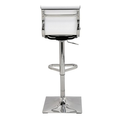 White Adjustable Metal Swivel Barstool with Mesh Backrest