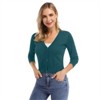Clearlove Women's Cropped Bolero Cardigan – 3/4 Sleeve V-Neck Basic Classic Casual Button Down Knit Soft Sweater Top - 2 of 4
