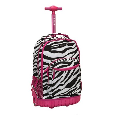 Rockland Single Handle Rolling Backpack PINKZEBRA One Size