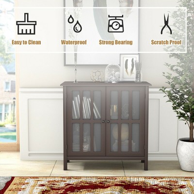 Elegant Modern Brown MDF and Glass Sideboard Storage Cabinet