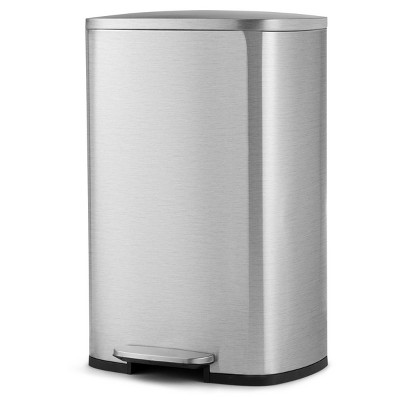 Tangkula 13.2 Gallon Stainless Steel Trash Garbage Can Airtight Silent Step Bin