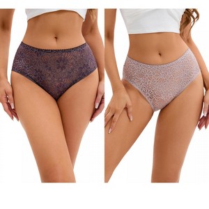 INSPIRE CHIC 2 Pcs Women's Breathable Briefs Regular & Plus Size Hipster Panties Mid-Waisted Underware - 1 of 4