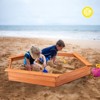 Safstar Wooden Cedar Sand Box w Seat Boards & Cover & Ground Liner - 3 of 4