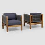 Laurel 2pk Acacia Wood Club Chair Teak/Gray - Christopher Knight Home