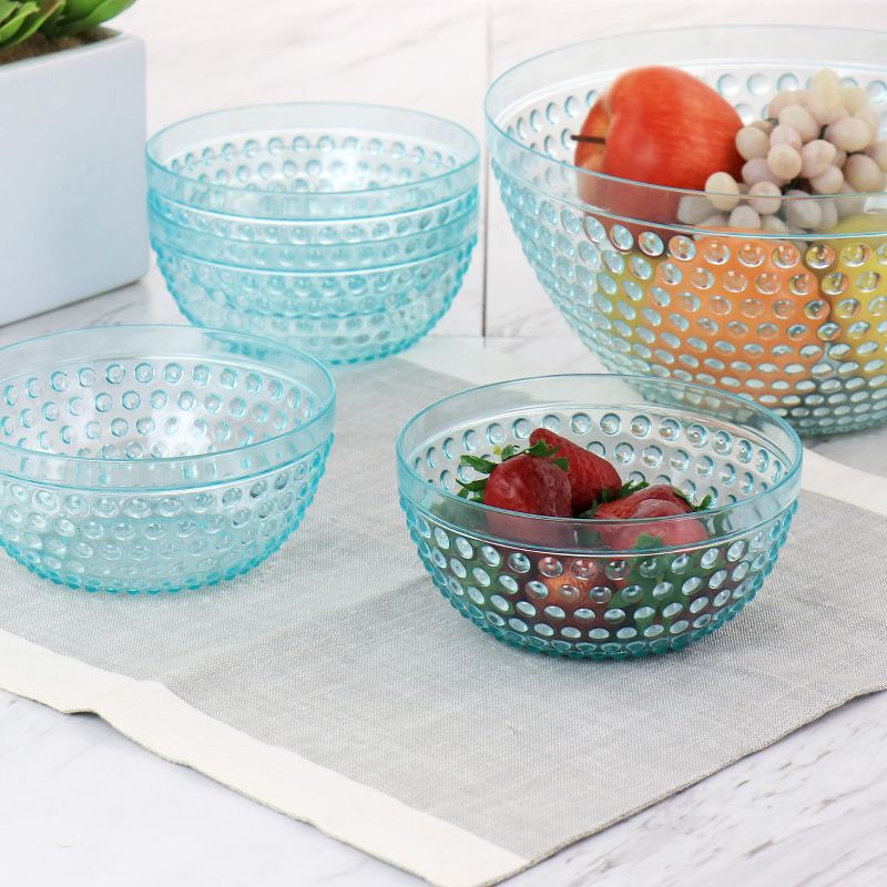 Gibson Home Plastic Bowl Set with Serving Bowl in Light Blue, 3 of 10
