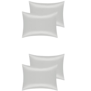 Unique Bargains Standard Breathable Satin Solid Envelope Closure Pillowcase 4 Pcs - 1 of 4