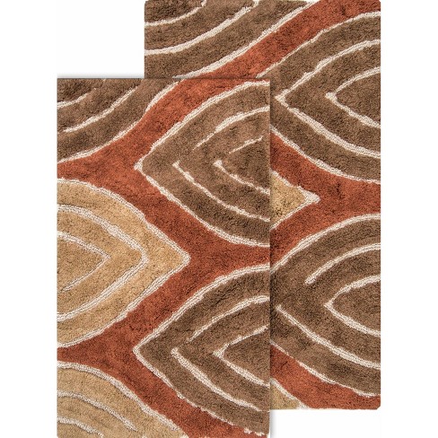 2pc Davenport Geometric Bath Rug Set Tan - Chesapeake