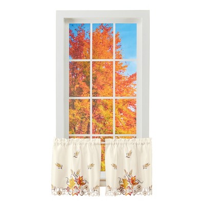 Collections Etc Leaf Embroidered Curtains