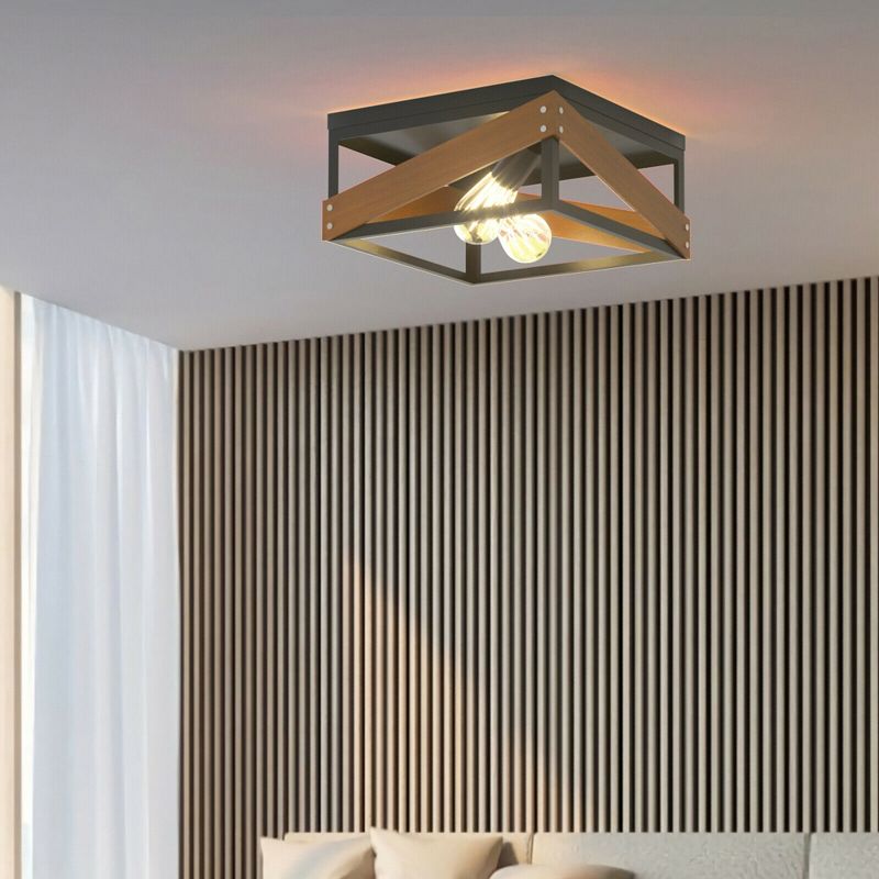 Costway Adjustable Ceiling Lamp Geometric Lights Rustic Flush Mount Hallway Living Room, 4 of 10