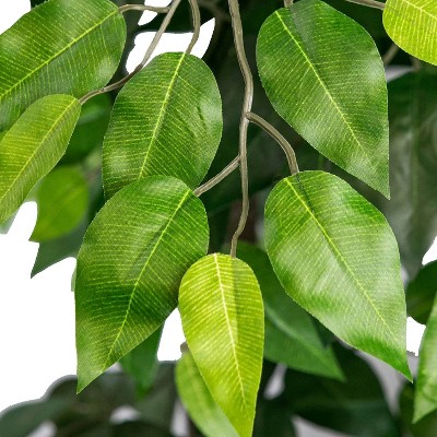 Verdant Charm 72" Faux Ficus Floor Plant in Handwoven Basket