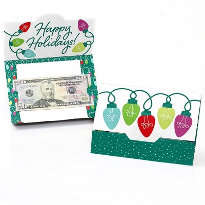 Big Dot of Happiness Christmas Light Bulbs - Holiday Party Money and Gift Card Holders - Set of 8