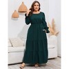 Coolmee Womens Plus Size Fall Long Sleeve Maxi Dress Crew Neck Tiered Ruffle Flowy Long Dresses with Pockets - 2 of 4