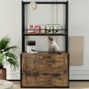 KTMBDW Litter Box Enclosure with 2 Storage Shelves, 2-in-1 Hidden Cat Litter Box Enclosure Furniture with Shelf, Brown - 2 of 4