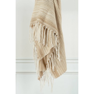 50"x60" Stripe Throw Blanket Beige - Rizzy Home