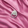 Slickblue White Synthetic Pearl Rhodium Plated Ring for Women, Pave Design, Round, Single-Tone Brass, Size 5-9 - 2 of 3