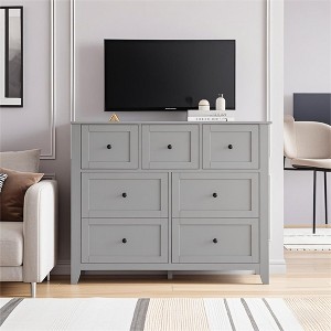 7 Chest of Drawer Dresser for 48 Inch TV, Modern Wood Organizer Storage Units for Living Room, Bedroom, Closet Storage, Home Office - 1 of 4