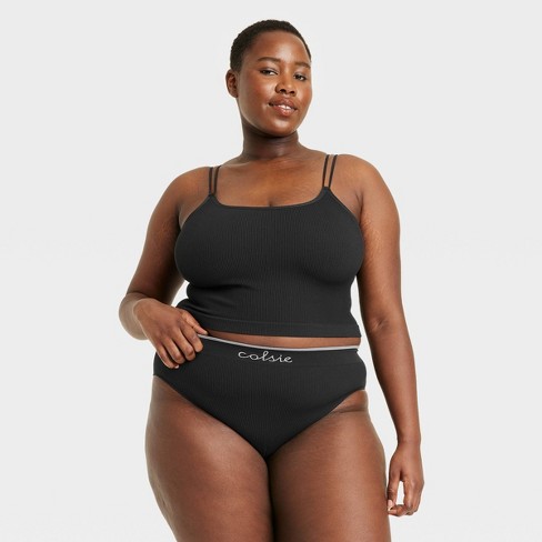 Plus Size Black Seamless Bikini Panty