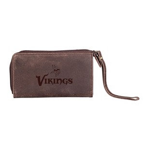 Evergreen NFL Minnesota Vikings Brown Leather Women's Wristlet Wallet Officially Licensed with Gift Box - 1 of 1
